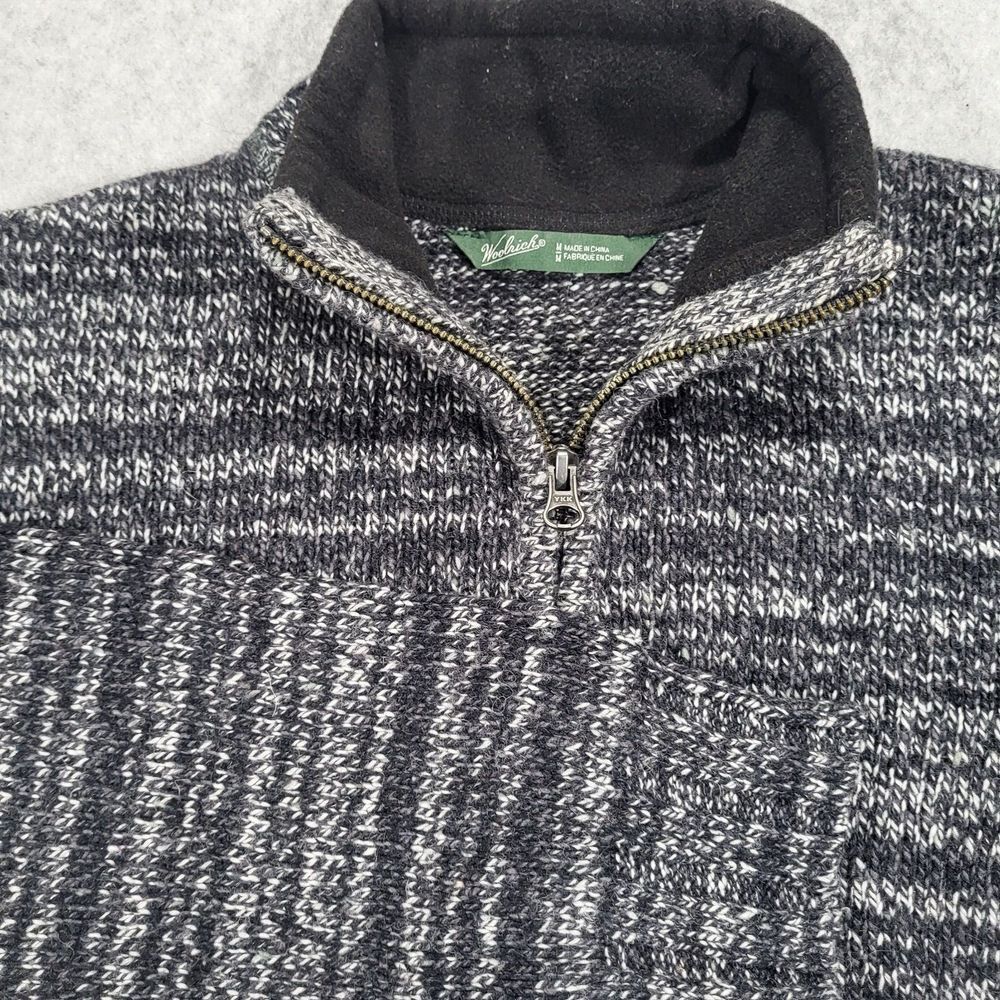 Woolrich Womens Medium Charcoal Heather‎ 1/4 Zip Knit Sweater Ramie Wool